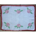 Ancien napperon Lin brode main 49X36 cm