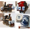 Superbe service a liqueur musicale en forme de locomotive a vapeur