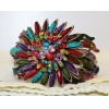 Fashion Beau Bracelet fleurs style tournesol - d�cor tr�s color� par pierre v�ritable